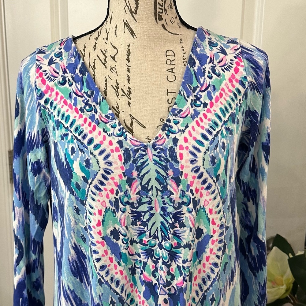 💙 Lilly Pulitzer Ophelia Swing Dress – Blue Swish “Skipped a Beach” Print 💙🌴 - Picture 9 of 16